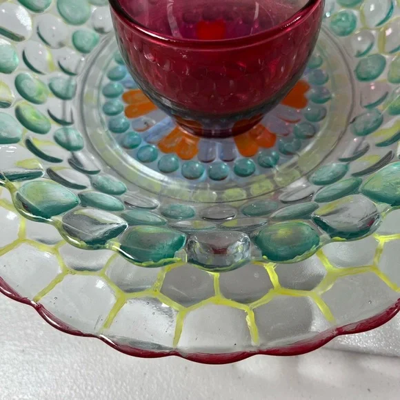 Glass Art Flower. 9.5 inch diameter, multicolored - Picture 5 of 10